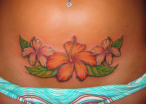 Online Womens Tattoo: Hawaiian Flower Tattoo