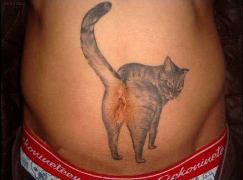 Belly Button Cat Tattoo